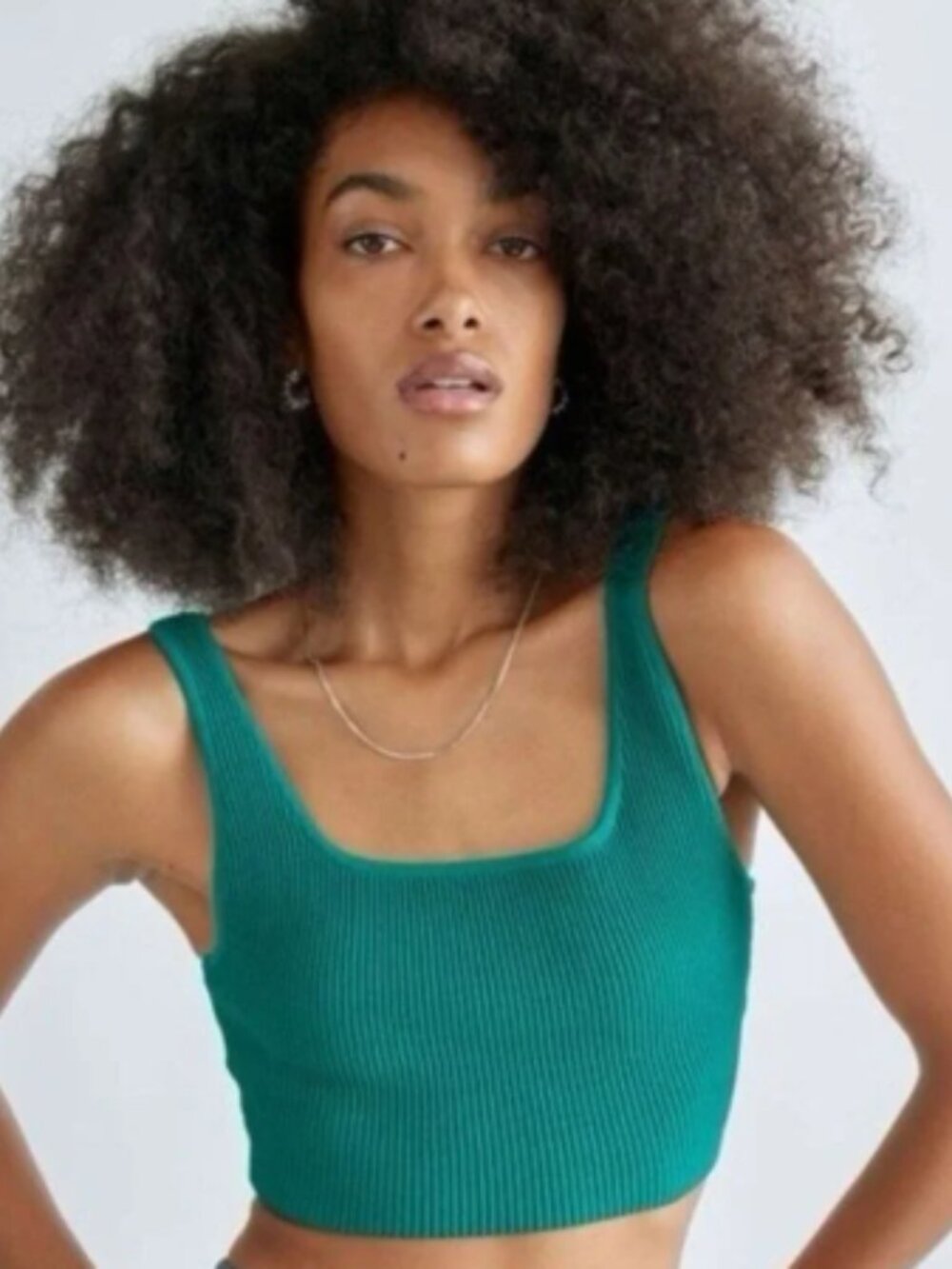 Babaton Textured Teal Crop Top, Size S Women's
